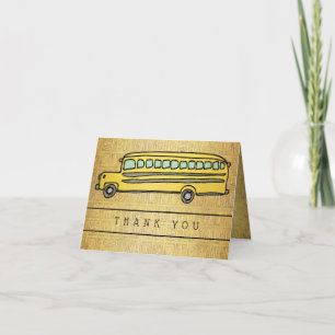 School Bus Gold Alphabet Thank You Card