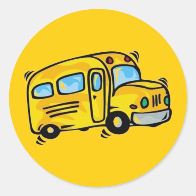 SCHOOL BUS GRAPHIC BACK ELEMENTARY GRADES LEARNING CLASSIC ROUND STICKER (Front)