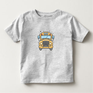 School Bus in Cartoon Style Full Front Design Toddler T-Shirt