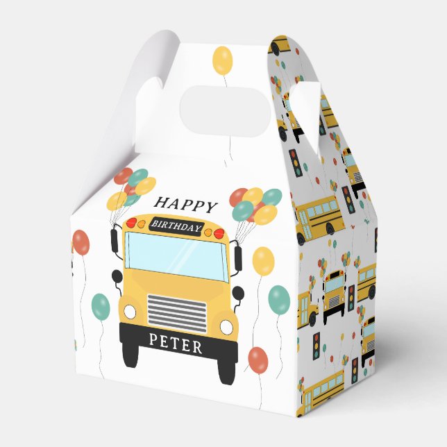 School Bus Kids Birthday Party Favour Box (Front Side)