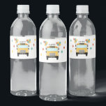 School Bus Kids Birthday Party Water Bottle Label<br><div class="desc">A cute hand drawn illustration of a school buses,  traffic lights and balloons. A school bus party theme for boys and girls who love school buses,  trucks,  school or transportation. An ideal children school bus party theme,  simply customise and make it your own!</div>