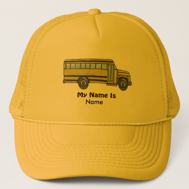 School Bus Kids Name Trucker Hat (Front)