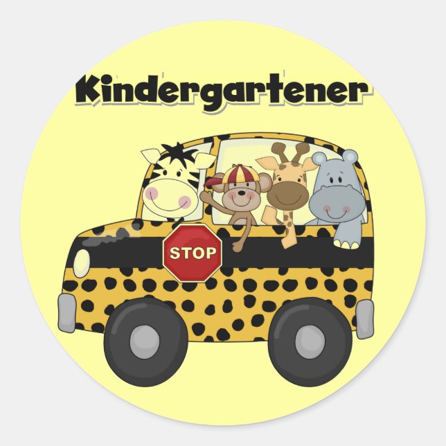 School Bus Kindergartener Tshirts and Gifts Classic Round Sticker (Front)