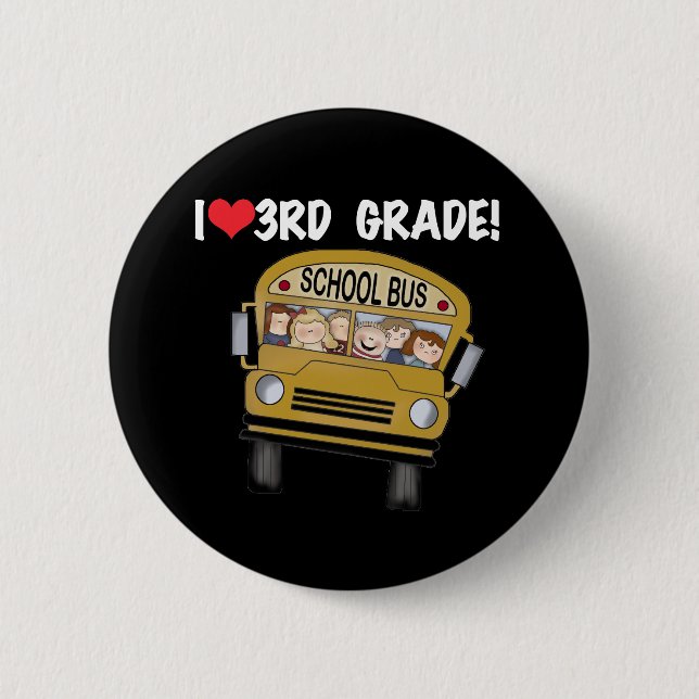 School Bus Love 3rd Grade 6 Cm Round Badge (Front)