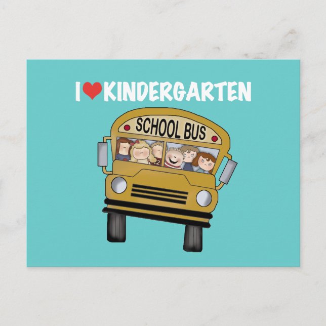 School Bus Love Kindergarten Postcard (Front)