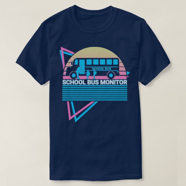 School Bus Monitor Retro T-Shirt (Design Front)