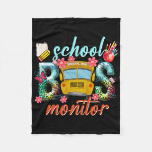 School Bus Monitor School Bus Driver Back To Schoo Fleece Blanket