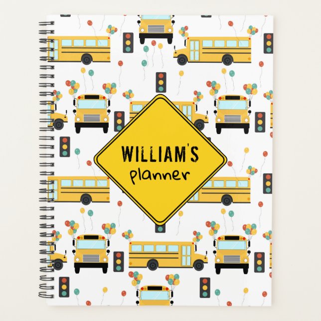 School Bus Party School Monthly Planner (Front)