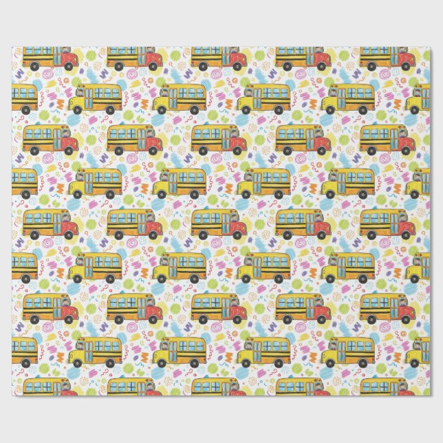 school bus pattern wrapping paper (Flat)