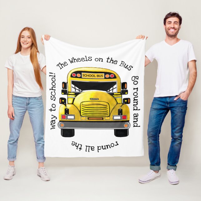 School Bus Personalised Blanket (In Situ)