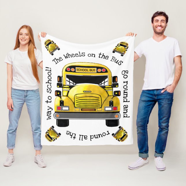 School Bus Personalised Blanket (In Situ)