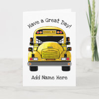 School Bus Personalised Greeting Card