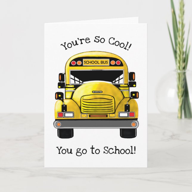 School Bus Personalised Greeting Card (Front)