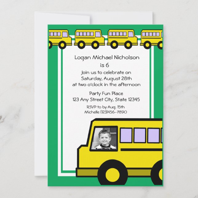 School Bus/ photo Invitation (Front)