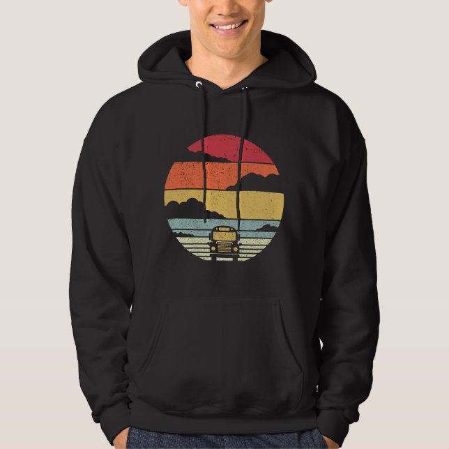 School Bus . Retro Style Hoodie (Front)