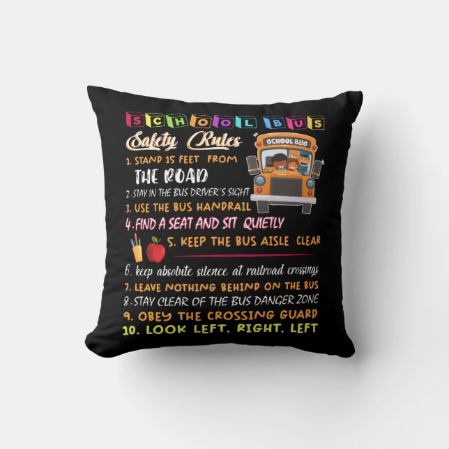 school bus safety rules cushion (Front)