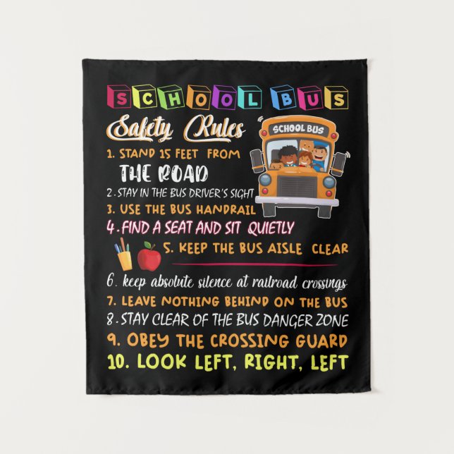 school bus safety rules tapestry (Front)