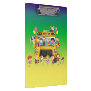 School Bus School Kids Clip Board
