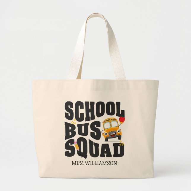 School Bus Squad Large Tote Bag (Front)