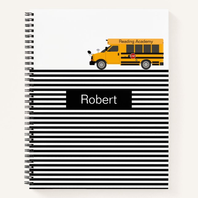 School Bus Stripes Design Custom School Notebook (Front)
