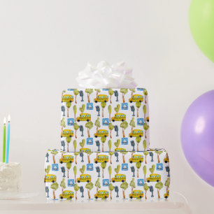 School Bus Traffic Lights and Cross Walks Wrapping Paper