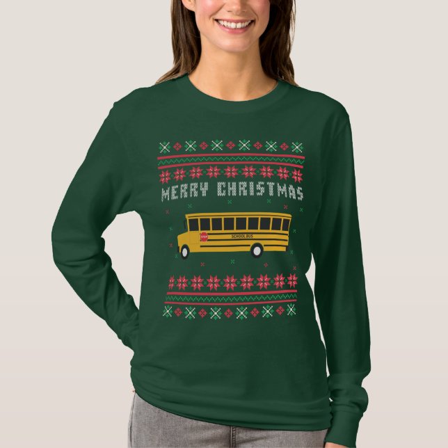 School Bus Ugly Christmas Sweater (Front)