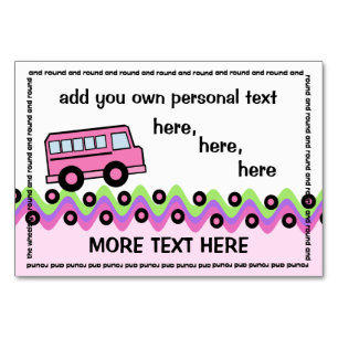 School Bus Wheels Pink Party Card