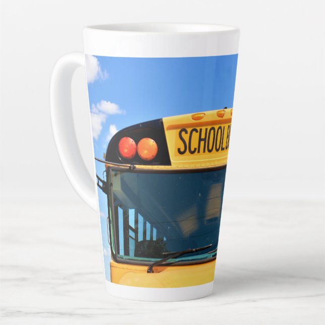 School Bus With Amber & Red Lights Latte Mug (Left Angle)
