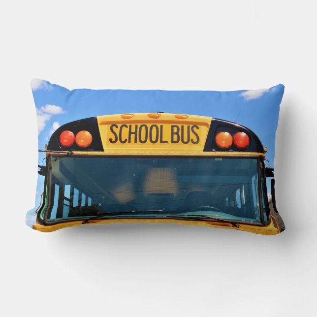 School Bus With Amber & Red Lights Lumbar Cushion (Front)