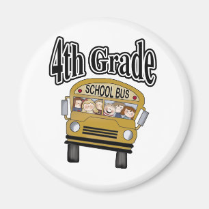 School Bus with Kids 4th Grade Magnet