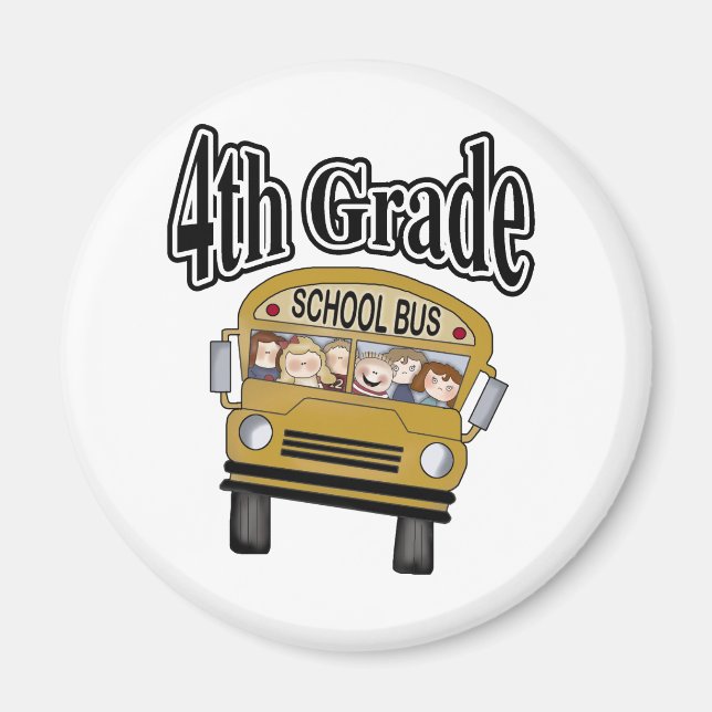 School Bus with Kids 4th Grade Magnet (Front)