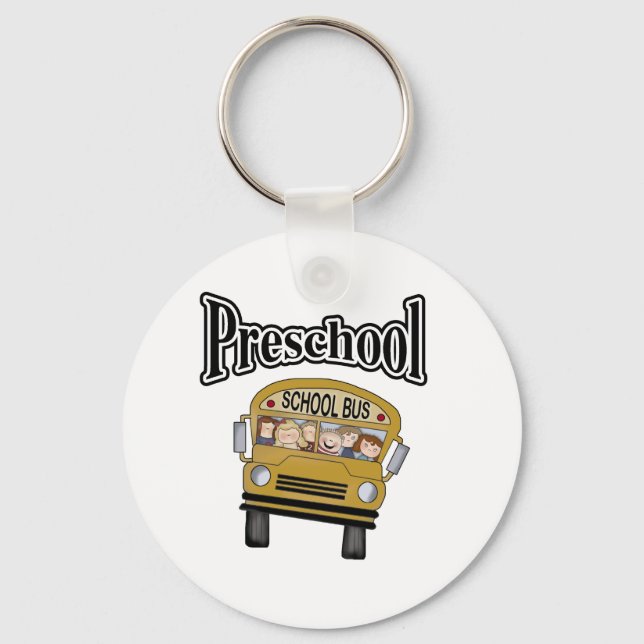 School Bus with Kids Preschool Key Ring (Front)