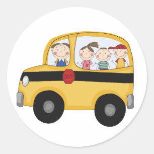 School Bus with Kids T-shirts and Gifts Classic Round Sticker