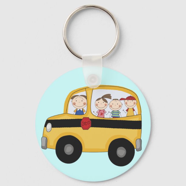 School Bus with Kids T-shirts and Gifts Key Ring (Front)