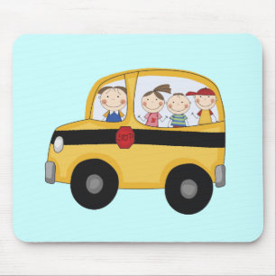 School Bus with Kids T-shirts and Gifts Mouse Pad