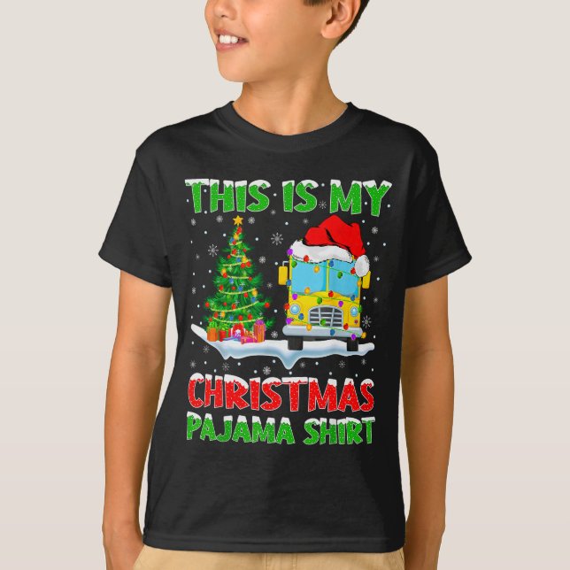 School Bus Xmas Tree Lights This Is My Christmas P T-Shirt (Front)