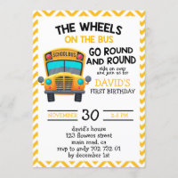 School Bus Yellow Cute Boy Birthday Party