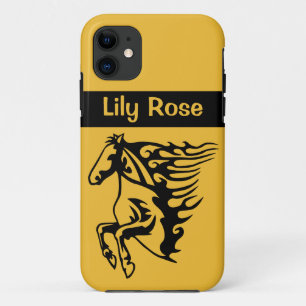 School Bus Yellow Pony Horse Bronco Steed Lineart iPhone 11 Case