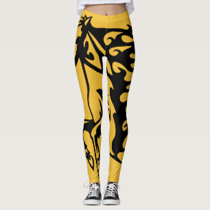 School Bus Yellow Pony Horse Bronco Steed Lineart Leggings