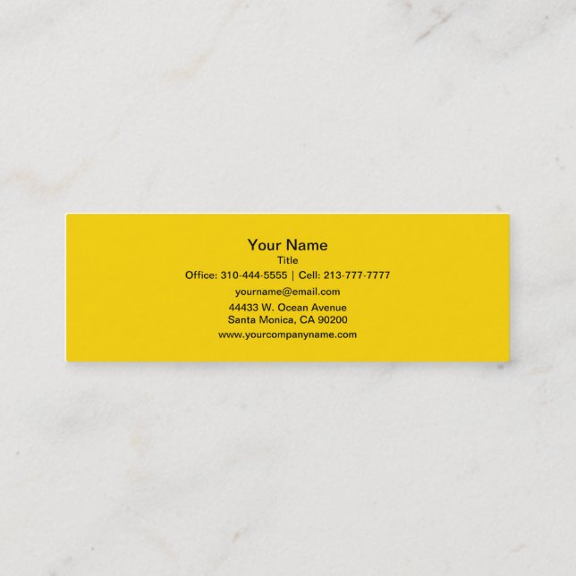 School Bus Yellow Solid Colour Mini Business Card (Back)