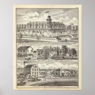 School, businesses & residences in Highland Park Poster