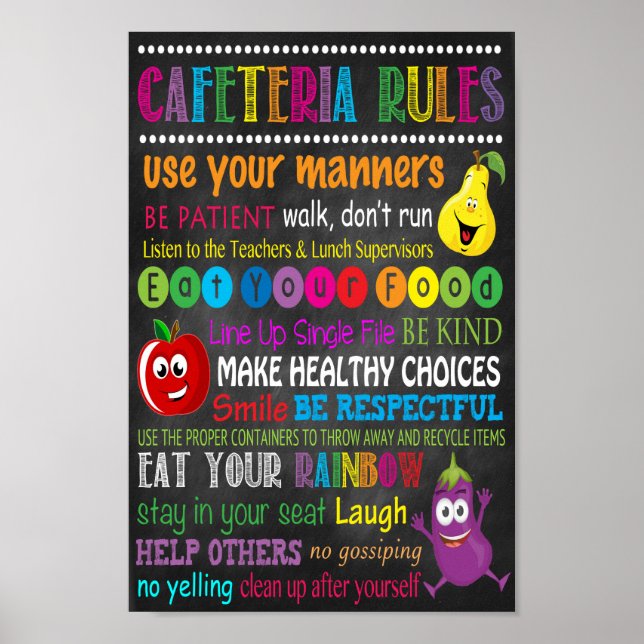 School Cafeteria Rules Poster (Front)