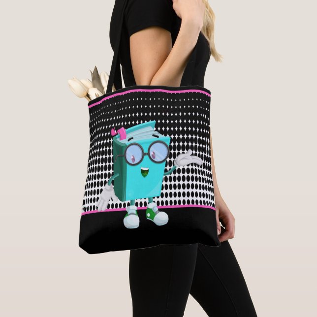 School Cartoon Book Teacher Student Tote Bag (Close Up)