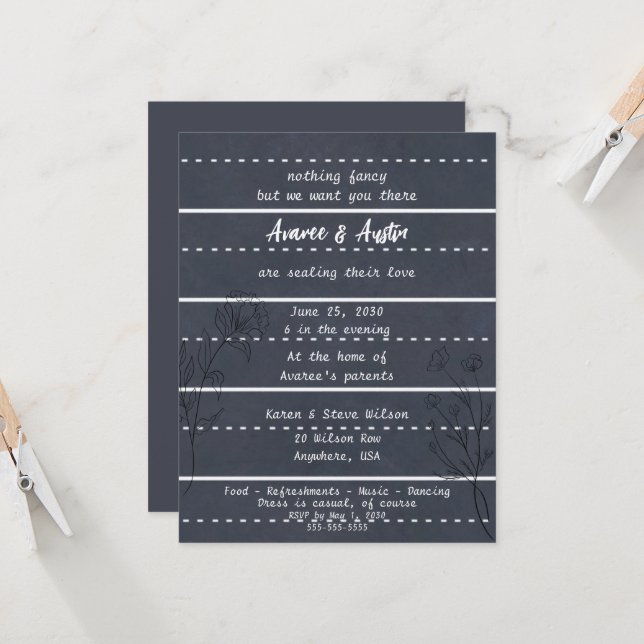 School Chalkboard Casual Wedding Invitation (Front/Back In Situ)
