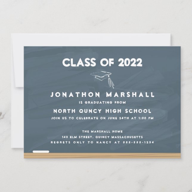 School Chalkboard Graduation Announcement (Front)