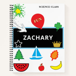 School Chalkboard Sailboat Balloon NAME Notebook