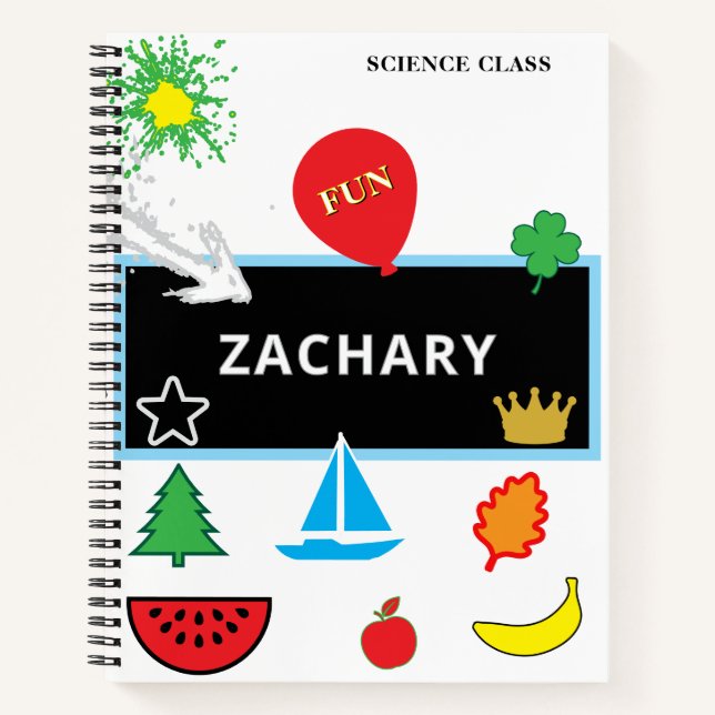 School Chalkboard Sailboat Balloon NAME Notebook (Front)