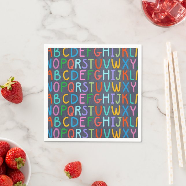 School Chaulkboard alphabet party paper napkins (Insitu)