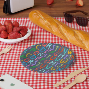 School Chaulkboard alphabet party paper plate