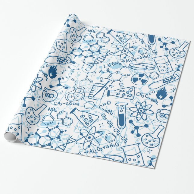 School chemical pattern wrapping paper (Unrolled)